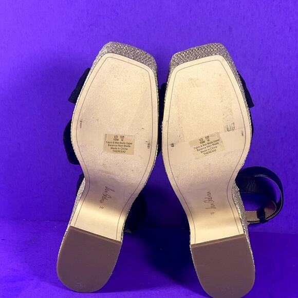 Sam Edelman Black Theresa 2 Block Heel Ankle Strap Square Toe Sandals Size 10 - Picture 7 of 8